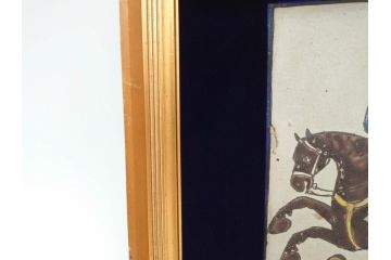 ペルシャ　サファビー朝　ポロをする図　躍動感のある素敵な陶額(在銘、陶画、サファヴィー、壁掛け)(R-070270)
