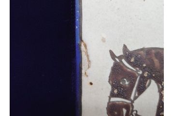 ペルシャ　サファビー朝　ポロをする図　躍動感のある素敵な陶額(在銘、陶画、サファヴィー、壁掛け)(R-070270)