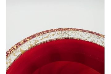 大川薫　玻璃　鮮やかな赤と上品な金の色合いが素敵な花入(ガラス工芸、津軽びいどろ、硝子、花器、花瓶、共箱付き)(R-070271)