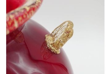 大川薫　玻璃　鮮やかな赤と上品な金の色合いが素敵な花入(ガラス工芸、津軽びいどろ、硝子、花器、花瓶、共箱付き)(R-070271)