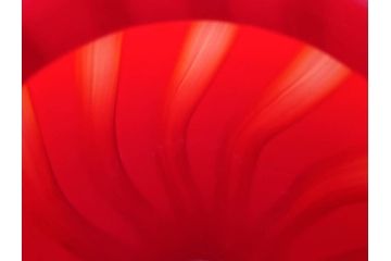 大川薫　玻璃　鮮やかな赤と上品な金の色合いが素敵な花入(ガラス工芸、津軽びいどろ、硝子、花器、花瓶、共箱付き)(R-070271)
