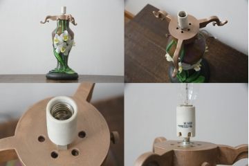 中古　ガラス工芸作家　黒木国昭　新世紀ロマン　ランプ「胡蝶蘭」　ディスプレイとしても活躍するテーブルランプ(卓上照明、卓上ランプ、テーブルライト、スタンドライト、ナイトスタンド)(R-070272)