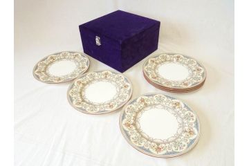 希少　イギリス　MINTONS(ミントン)　HAZLEMERE(ヘイゼルミア)　クラシックな雰囲気が素敵なプレート6枚セット(箱付き、洋食器、皿)(R-070273)