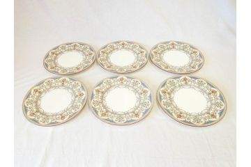 希少　イギリス　MINTONS(ミントン)　HAZLEMERE(ヘイゼルミア)　クラシックな雰囲気が素敵なプレート6枚セット(箱付き、洋食器、皿)(R-070273)