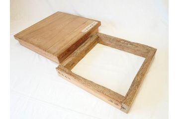 当麻寺　古材　経年を感じさせる木味が魅力的な炉縁(當麻寺、お寺、茶道具、共箱付き)(R-070274)