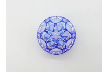 伝統工芸士　篠崎清一　江戸切子　繊細なカットが美しいぐい呑み2個セット(共箱付き、猪口、ガラス、硝子、カガミクリスタル、篠崎硝子工芸所)(R-070275)