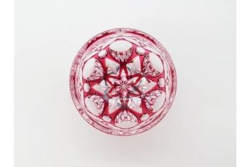 伝統工芸士　篠崎清一　江戸切子　繊細なカットが美しいぐい呑み2個セット(共箱付き、猪口、ガラス、硝子、カガミクリスタル、篠崎硝子工芸所)(R-070275)