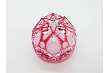 伝統工芸士　篠崎清一　江戸切子　繊細なカットが美しいぐい呑み2個セット(共箱付き、猪口、ガラス、硝子、カガミクリスタル、篠崎硝子工芸所)(R-070275)
