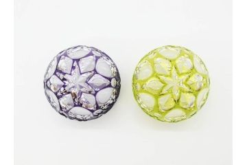 伝統工芸士　篠崎清一　江戸切子　繊細なカットが美しいぐい呑み2個セット(共箱付き、猪口、ガラス、硝子、カガミクリスタル、篠崎硝子工芸所)(R-070276)