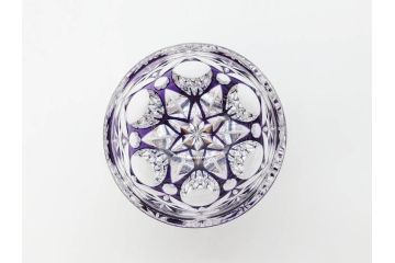 伝統工芸士　篠崎清一　江戸切子　繊細なカットが美しいぐい呑み2個セット(共箱付き、猪口、ガラス、硝子、カガミクリスタル、篠崎硝子工芸所)(R-070276)