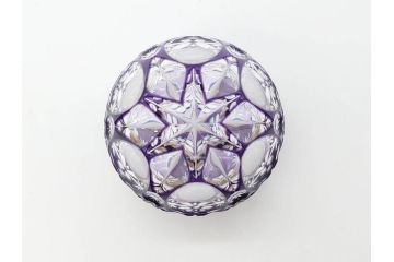 伝統工芸士　篠崎清一　江戸切子　繊細なカットが美しいぐい呑み2個セット(共箱付き、猪口、ガラス、硝子、カガミクリスタル、篠崎硝子工芸所)(R-070276)