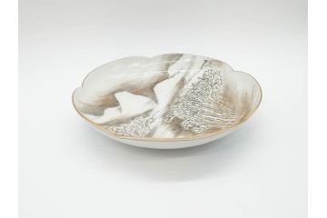 戦前　有田焼　オールド香蘭社&深川製　8.6寸　約26cm　上品で落ち着いた雰囲気が魅力的な大皿(和食器、Wネーム、八寸六分)(R-070277)