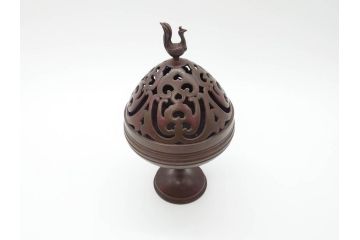 鋳金工芸作家　香取秀真(秀治郎)　繊細な意匠にこだわりを感じる博山爐(帝室技芸員、共箱付き、香炉)(R-070278)
