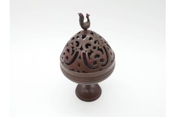 鋳金工芸作家　香取秀真(秀治郎)　繊細な意匠にこだわりを感じる博山爐(帝室技芸員、共箱付き、香炉)(R-070278)