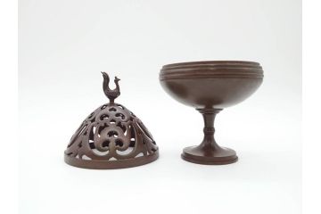 鋳金工芸作家　香取秀真(秀治郎)　繊細な意匠にこだわりを感じる博山爐(帝室技芸員、共箱付き、香炉)(R-070278)