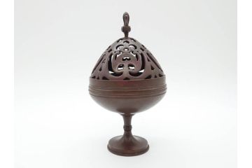 鋳金工芸作家　香取秀真(秀治郎)　繊細な意匠にこだわりを感じる博山爐(帝室技芸員、共箱付き、香炉)(R-070278)