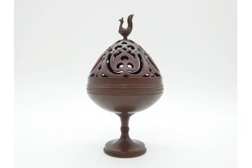 鋳金工芸作家　香取秀真(秀治郎)　繊細な意匠にこだわりを感じる博山爐(帝室技芸員、共箱付き、香炉)(R-070278)