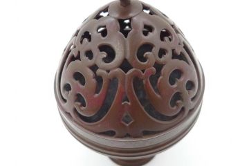 鋳金工芸作家　香取秀真(秀治郎)　繊細な意匠にこだわりを感じる博山爐(帝室技芸員、共箱付き、香炉)(R-070278)