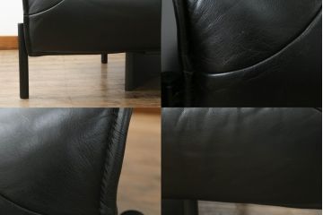 中古　本革(レザー)　Cassina(カッシーナ)　VERANDA(ヴェランダ) 　125VERANDA3　高級感溢れるデザインと機能性が素敵なクッション付き3Pソファ(三人掛け、ハイバックチェア)(R-070285)