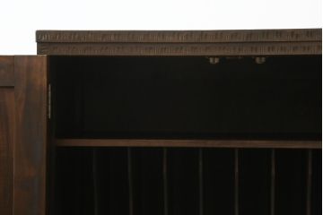 和製ビンテージ　レアモデル　軽井沢彫り　こだわりの空間づくりにおすすめのレコードケース(レコードキャビネット、サイドテーブル、サイドデスク、サイドキャビネット、収納棚、戸棚、ヴィンテージ)(R-070294)