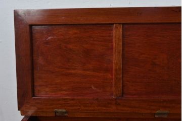 中古　民芸家具　花梨(カリン)材　収納付きで便利な囲炉裏ベンチ(椅子、ダイニングチェア、板座チェア)(R-070312)