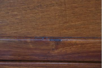 中古　民芸家具　花梨(カリン)材　収納付きで便利な囲炉裏ベンチ(椅子、ダイニングチェア、板座チェア)(R-070312)