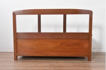 中古　民芸家具　花梨(カリン)材　収納付きで便利な囲炉裏ベンチ(椅子、ダイニングチェア、板座チェア)(R-070312)