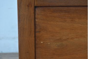 中古　民芸家具　花梨(カリン)材　収納付きで便利な囲炉裏ベンチ(椅子、ダイニングチェア、板座チェア)(R-070312)