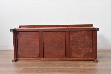 中古　民芸家具　花梨(カリン)材　収納付きで便利な囲炉裏ベンチ(椅子、ダイニングチェア、板座チェア)(R-070312)
