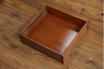 中古　民芸家具　花梨(カリン)材　収納付き囲炉裏チェア2脚セット(椅子、ダイニングチェア、板座チェア)(R-070314)