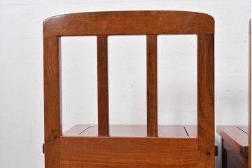 中古　民芸家具　花梨(カリン)材　収納付き囲炉裏チェア2脚セット(椅子、ダイニングチェア、板座チェア)(R-070314)