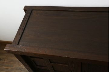 和製ビンテージ　幅1500ミリの希少サイズ　浮造り仕上げのアンティーク調水屋箪笥サイドボード(和風食器棚、和風サイドキャビネット、収納棚、戸棚、時代箪笥、茶箪笥、テレビ台、テレビボード、ヴィンテージ)(R-070319)