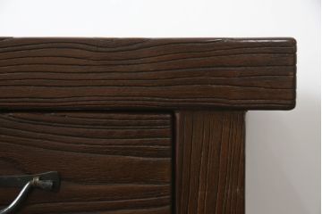 和製ビンテージ　幅1500ミリの希少サイズ　浮造り仕上げのアンティーク調水屋箪笥サイドボード(和風食器棚、和風サイドキャビネット、収納棚、戸棚、時代箪笥、茶箪笥、テレビ台、テレビボード、ヴィンテージ)(R-070320)