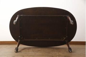 中古　北海道民芸家具　希少な絶版品!　#475　深みのある色合いが美しいダイニングテーブル(食卓、オーバルテーブル、楕円、4人掛け、6人掛け)(R-070321)