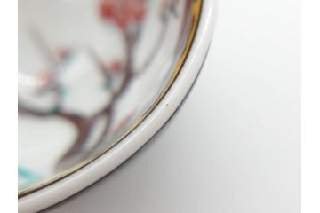 古九谷　九谷焼　三ツ井為吉　絵変り　1.8寸　約5cm　多種多様な絵付けが魅力的な酒盃5客セット(酒杯、おちょこ、お猪口、ぐい呑、色絵、五客揃、一寸八分、共箱付き、和食器)(R-070336)