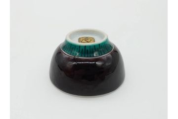 古九谷　九谷焼　三ツ井為吉　絵変り　1.8寸　約5cm　多種多様な絵付けが魅力的な酒盃5客セット(酒杯、おちょこ、お猪口、ぐい呑、色絵、五客揃、一寸八分、共箱付き、和食器)(R-070336)
