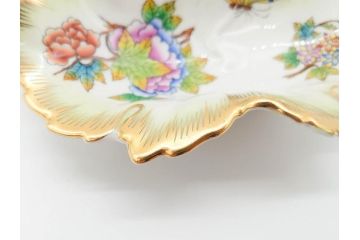 ヘレンド　ハンガリー　HEREND HVNGARY　ヴィクトリアブーケ　ハート形　華やかな雰囲気が素敵な透かしボンボン入れ&トレイ(HUNGARY、トレー、小物入れ、菓子器、洋食器)(R-070337)