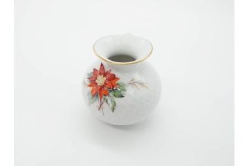 ドイツ　マイセン　Meissen　波の戯れ　ポインセチアの花が愛らしく上品な花瓶(花器、花入、フラワーベース)(定価約66000円)(R-070339)
