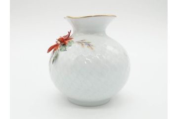 ドイツ　マイセン　Meissen　波の戯れ　ポインセチアの花が愛らしく上品な花瓶(花器、花入、フラワーベース)(定価約66000円)(R-070339)