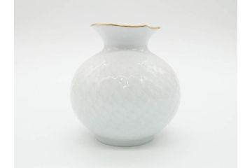 ドイツ　マイセン　Meissen　波の戯れ　ポインセチアの花が愛らしく上品な花瓶(花器、花入、フラワーベース)(定価約66000円)(R-070339)