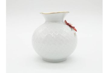 ドイツ　マイセン　Meissen　波の戯れ　ポインセチアの花が愛らしく上品な花瓶(花器、花入、フラワーベース)(定価約66000円)(R-070339)