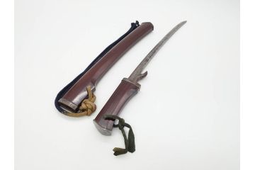 江戸期　楠多門兵行正成?　全長430mm　兜割(武具、在銘、鉄地、鉢割)(R-070342)