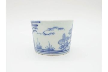 江戸後期　伊万里　染付　柔らかい印象のそば猪口2客セット(和食器、湯呑み、湯のみ、蕎麦猪口)(R-070344)