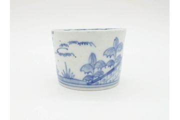 江戸後期　伊万里　染付　柔らかい印象のそば猪口2客セット(和食器、湯呑み、湯のみ、蕎麦猪口)(R-070344)
