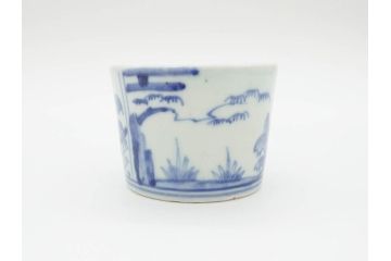 江戸後期　伊万里　染付　柔らかい印象のそば猪口2客セット(和食器、湯呑み、湯のみ、蕎麦猪口)(R-070344)