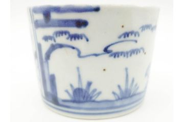 江戸後期　伊万里　染付　柔らかい印象のそば猪口2客セット(和食器、湯呑み、湯のみ、蕎麦猪口)(R-070344)
