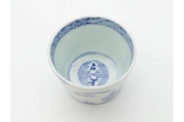 江戸後期　伊万里　染付　柔らかい印象のそば猪口2客セット(和食器、湯呑み、湯のみ、蕎麦猪口)(R-070344)