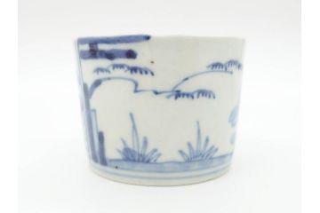 江戸後期　伊万里　染付　柔らかい印象のそば猪口2客セット(和食器、湯呑み、湯のみ、蕎麦猪口)(R-070344)