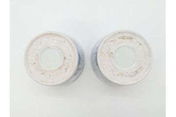 江戸後期　伊万里　染付　柔らかい印象のそば猪口2客セット(和食器、湯呑み、湯のみ、蕎麦猪口)(R-070345)
