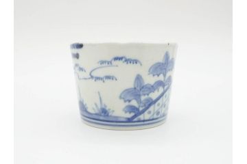 江戸後期　伊万里　染付　柔らかい印象のそば猪口2客セット(和食器、湯呑み、湯のみ、蕎麦猪口)(R-070345)